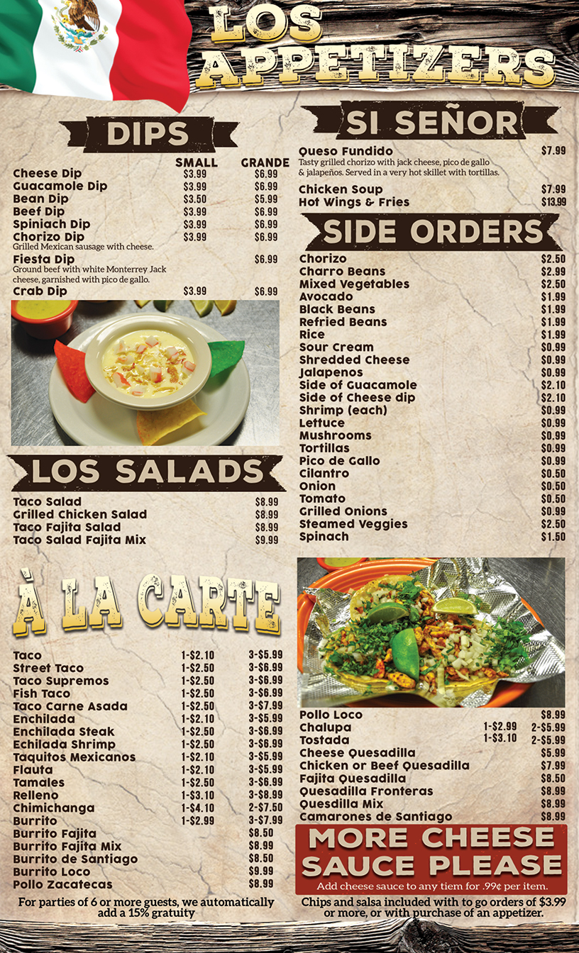 Dos Fronteras Menu Page 2